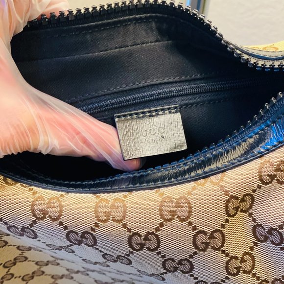 Gucci Monogram Hobo Shoulder Bag Canvas Gold HW - Picture 5 of 9